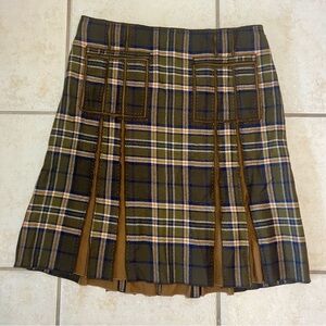 Per Se 100% Wool Vintage Preppy Tartan Plaid Pleated Skirt